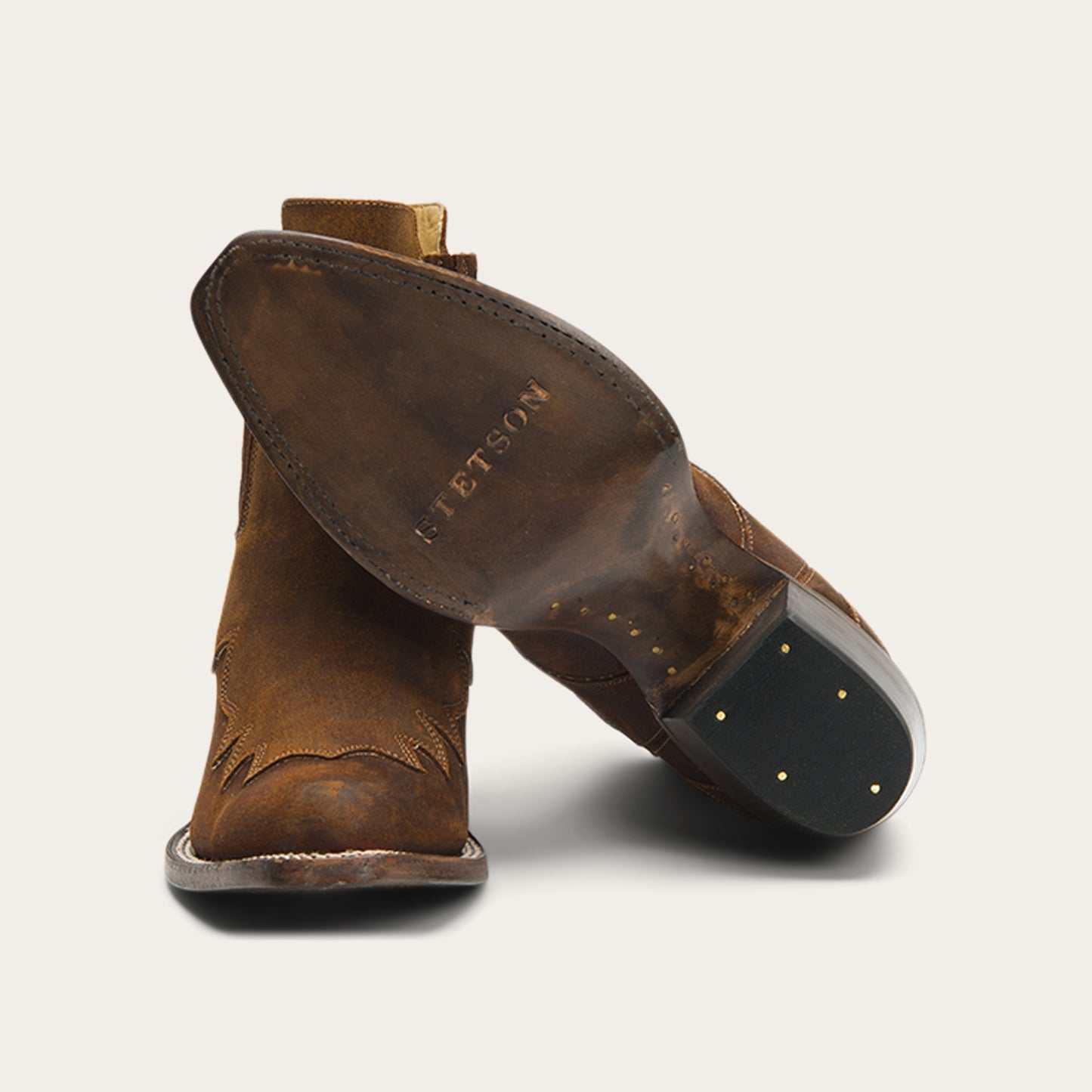 Women's Stetson Kaia Leather Boots brown suede with 5-inch elastic shaft and stacked heel