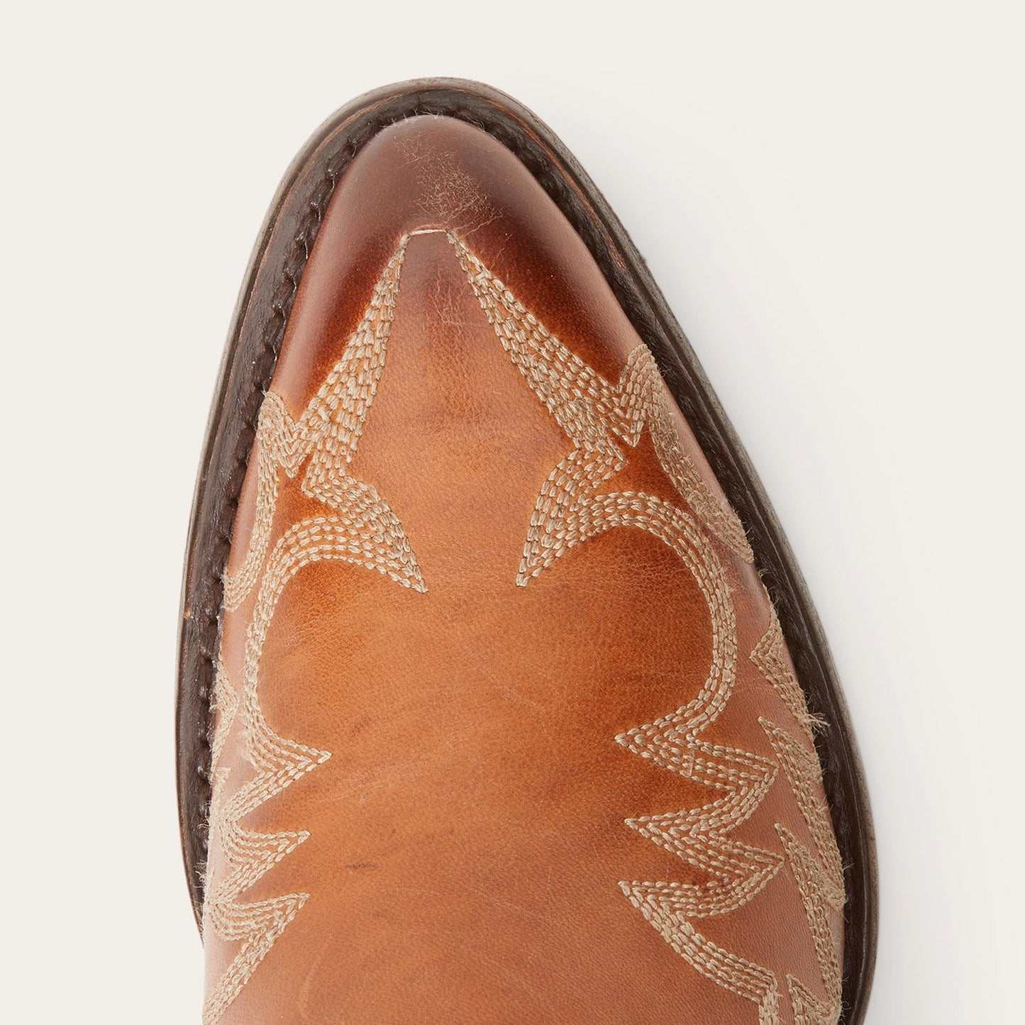 Women's Stetson Gianna leather boots in tobacco with flame design and stacked heel