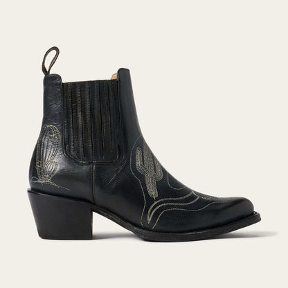 Women's Stetson Sedona black suede boots with 5-inch shaft and stacked heel