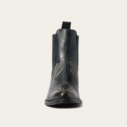 Women's Stetson Sedona black suede boots with 5" shaft and stacked heel