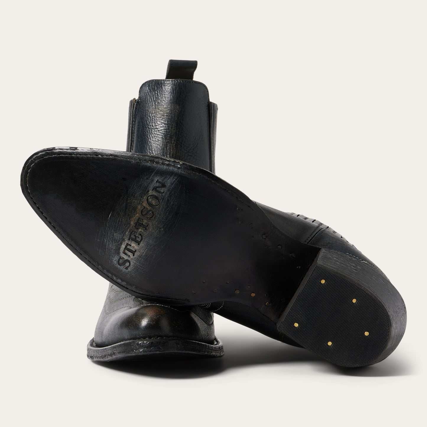 Women's Stetson Sedona Boots handcrafted black suede with 5-inch shaft and stacked heel