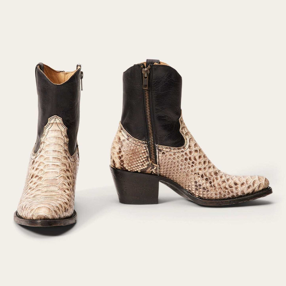 Botas de piel de pitón Sydney de Stetson para mujer, hechas a mano, color natural