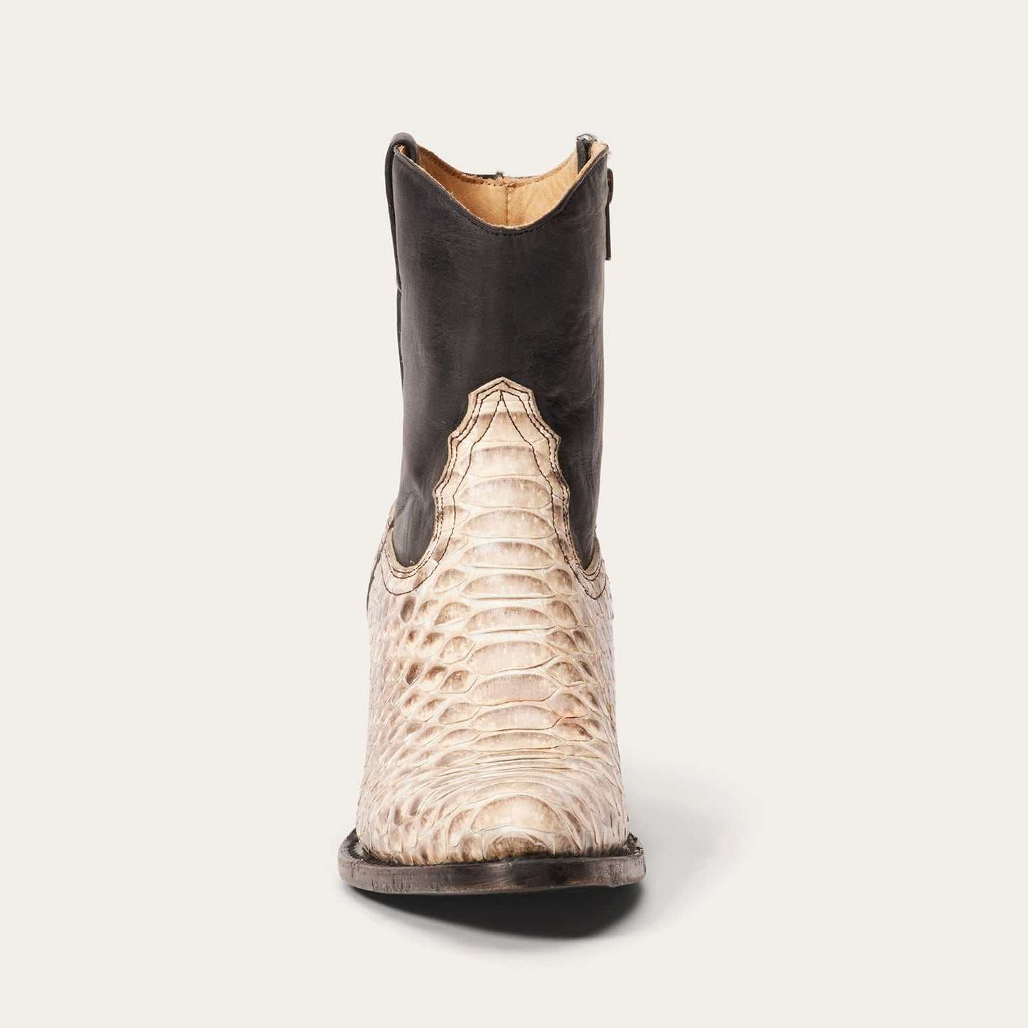 Women's Stetson Sydney Python Boots natural handcrafted leather black shaft with YKK zipper