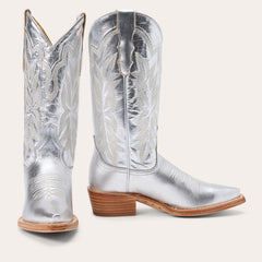 Stetson Jolene Lederstiefel für Damen, Snip Toe, handgefertigt, Silber