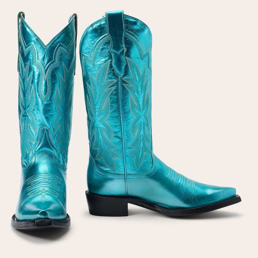 Women's Stetson Jolene Leather Boots Snip Toe Handcrafted Green