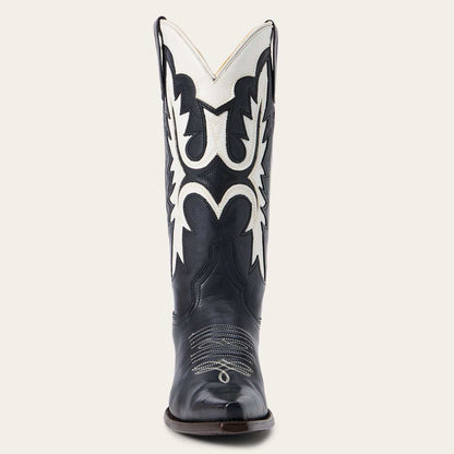 Women's Stetson Cheyenne black leather snip toe cowboy boots with 13" shaft and handcrafted details
