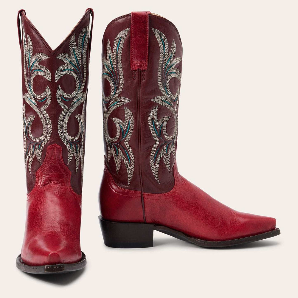 Women's Stetson Lauren Goat Boots Snip Toe Handcrafted Red