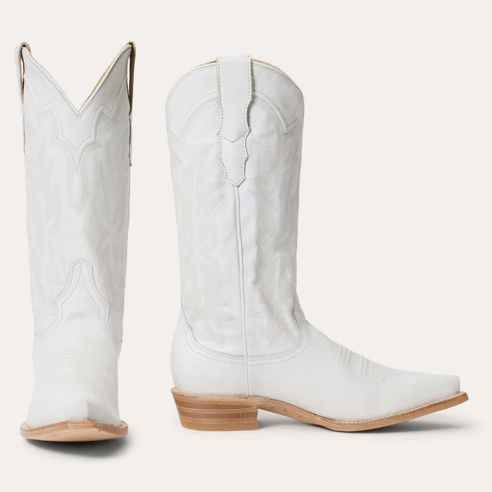 Women's Stetson Casey Leather Boots Snip Toe Handcrafted White