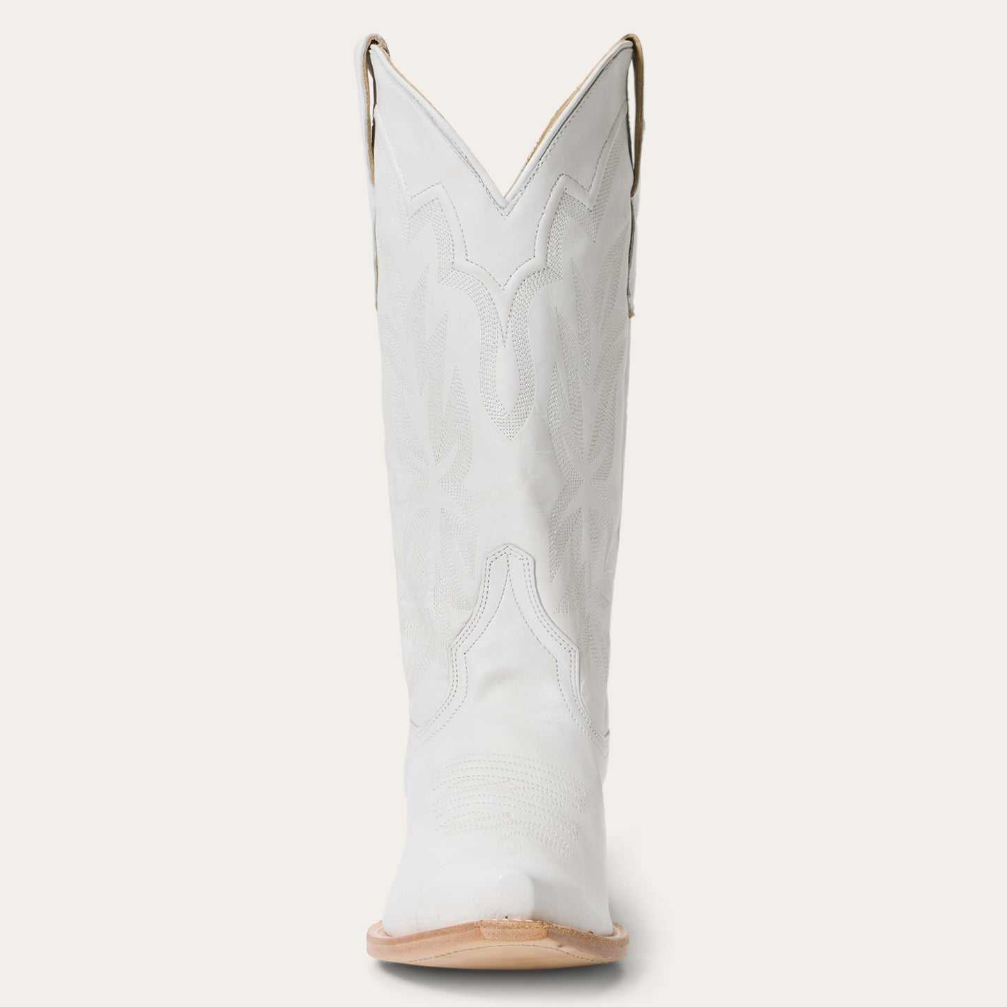Women's Stetson Casey white leather boots with snip toe and unique embroidery