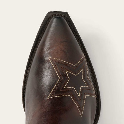 Handcrafted Women's Stetson Cosmo Boots brown leather cowboy boots with corded star detailing