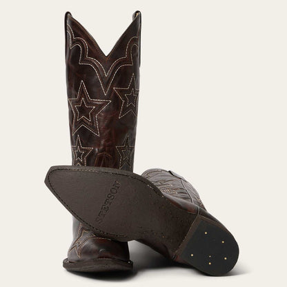 Handcrafted Women's Stetson Cosmo Boots brown leather cowboy boots with corded star design