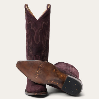 Women's Stetson Casey Leather Boots Snip Toe Handcrafted Wine