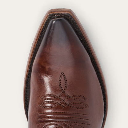 Botas de cuero Stetson Annie para mujer, con punta recortada, hechas a mano en marrón