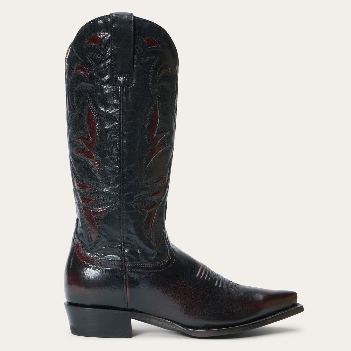 Women's Stetson Georgia Leather Boots Snip Toe Handcrafted Black Cherry