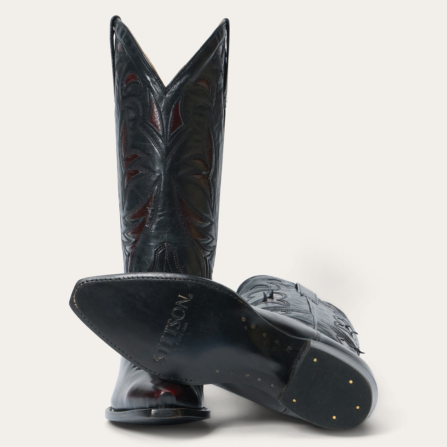 Women's Stetson Georgia Leather Boots Snip Toe Handcrafted Black Cherry