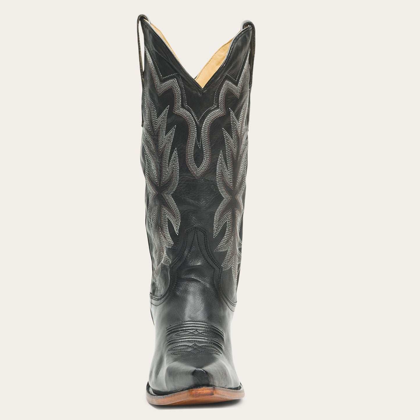 Women's Stetson Casey black leather boots with unique embroidery and 13" shaft