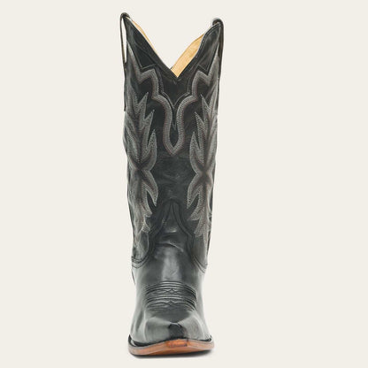 Women's Stetson Casey black leather boots with unique embroidery and 13" shaft