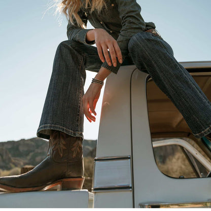 Women's Stetson Casey Leather Boots in tobacco brown with 13" shaft and unique embroidery