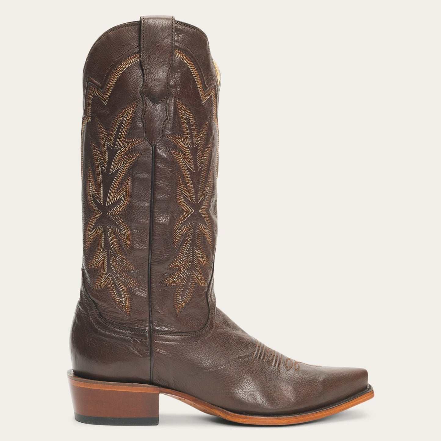 Women's Stetson Casey Leather Boots in tobacco brown with 13" shaft and unique embroidery
