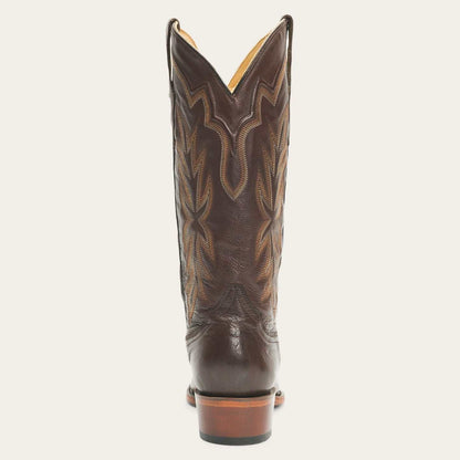 Women's Stetson Casey Leather Boots in tobacco brown with 13" shaft and unique embroidery