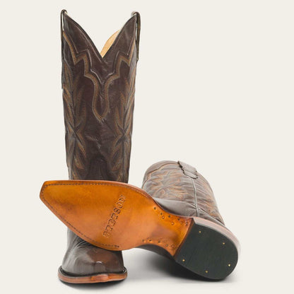 Women's Stetson Casey Leather Boots in tobacco brown with 13" shaft and unique embroidery