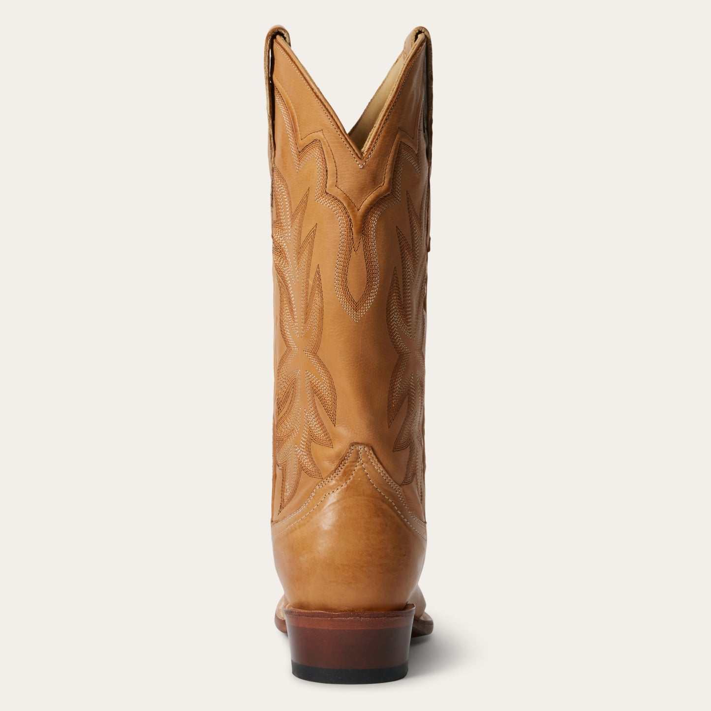 Women's Stetson Casey leather boots in tan with unique embroidery and snip toe design