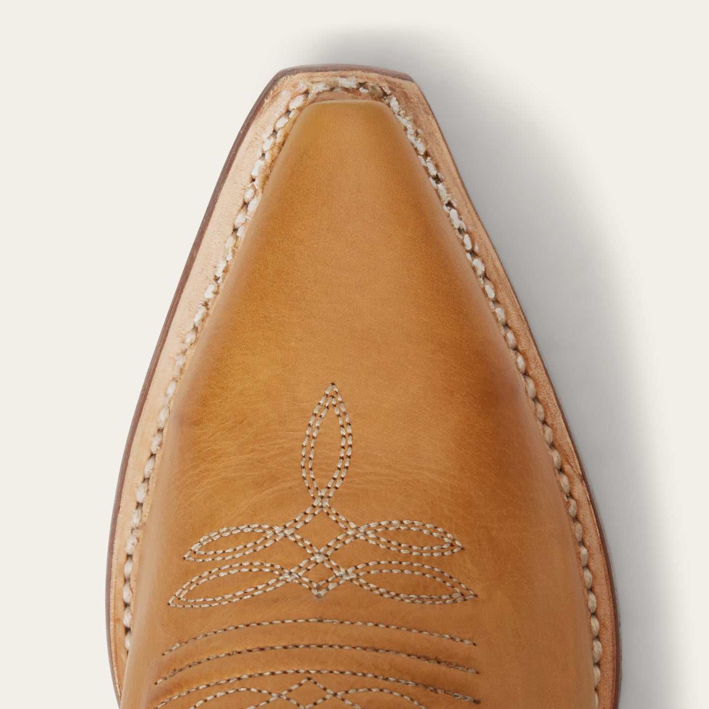 Women's Stetson Casey Leather Boots tan handcrafted with embroidery and stacked heel
