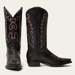 Women's Stetson Reagan Leather Boots Snip Toe Handcrafted Chocolate