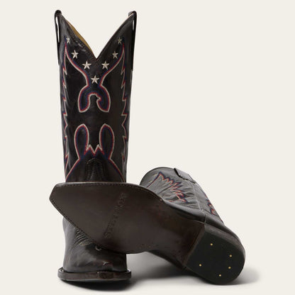 Women's Stetson Reagan Leather Boots Chocolate Snip Toe Handcrafted Cowboy Style