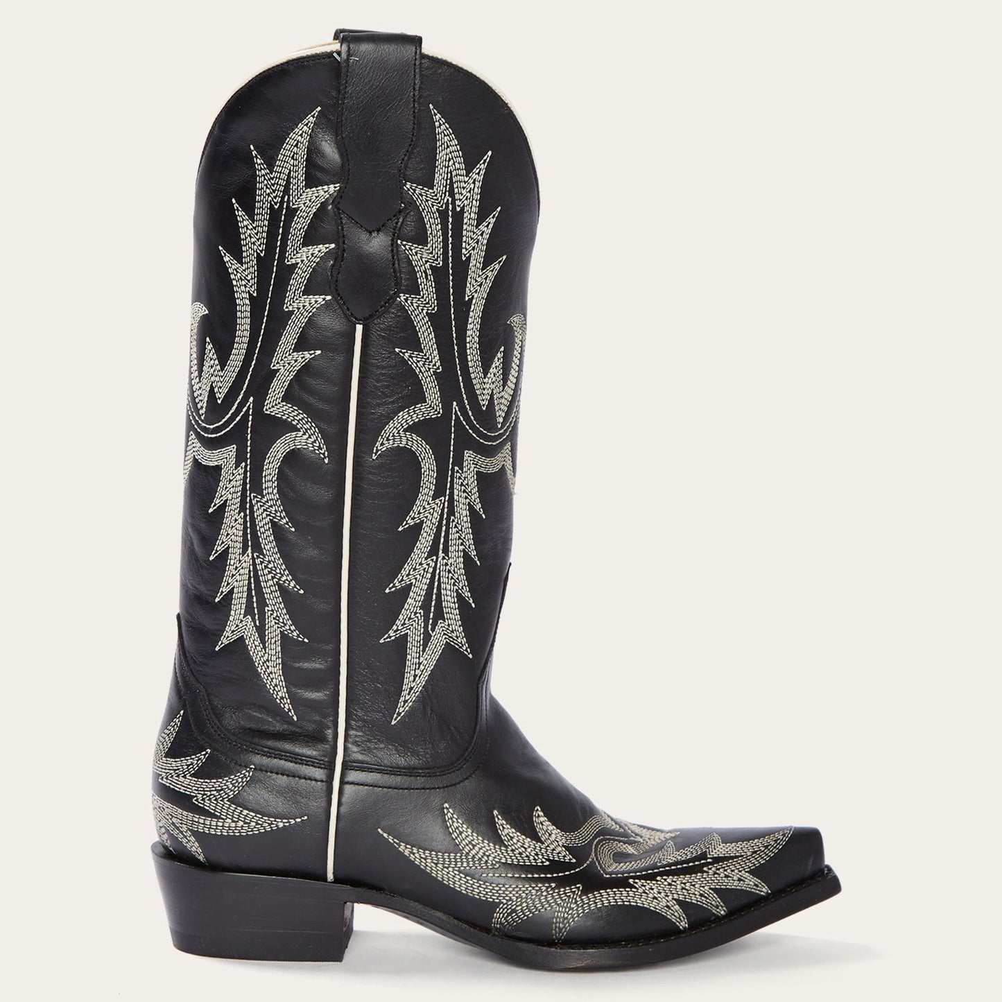 Women's Stetson Tina Boots black handcrafted snip toe leather western boots with flame embroidery