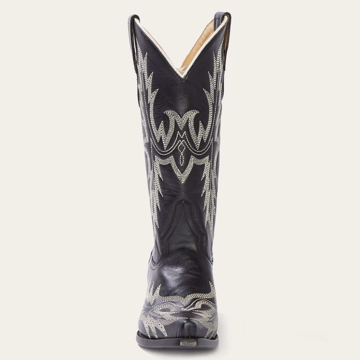 Women's Stetson Tina Boots handcrafted black snip toe with flame pita embroidery and leather sole