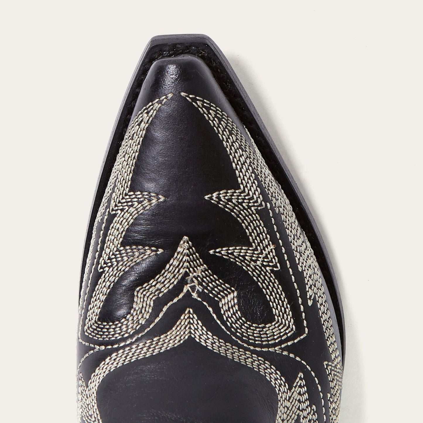 Women's Stetson Tina Boots handcrafted black snip toe with flame pita embroidery and stacked heel
