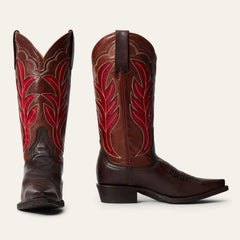 Botas de piel Erin de Stetson para mujer con punta recortada, hechas a mano en marrón