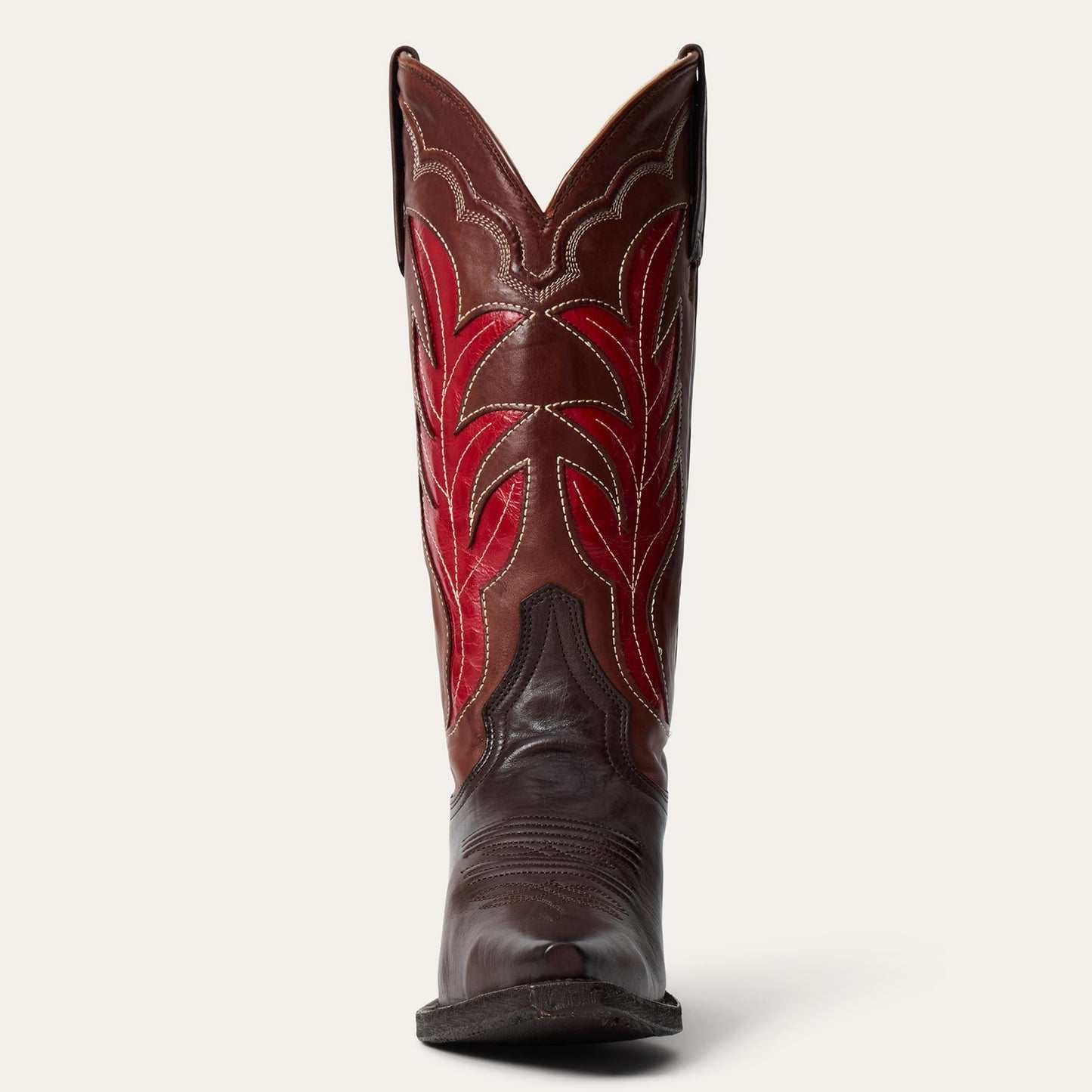 Women's Stetson Erin brown leather boots with snip toe and unique embroidery on shaft