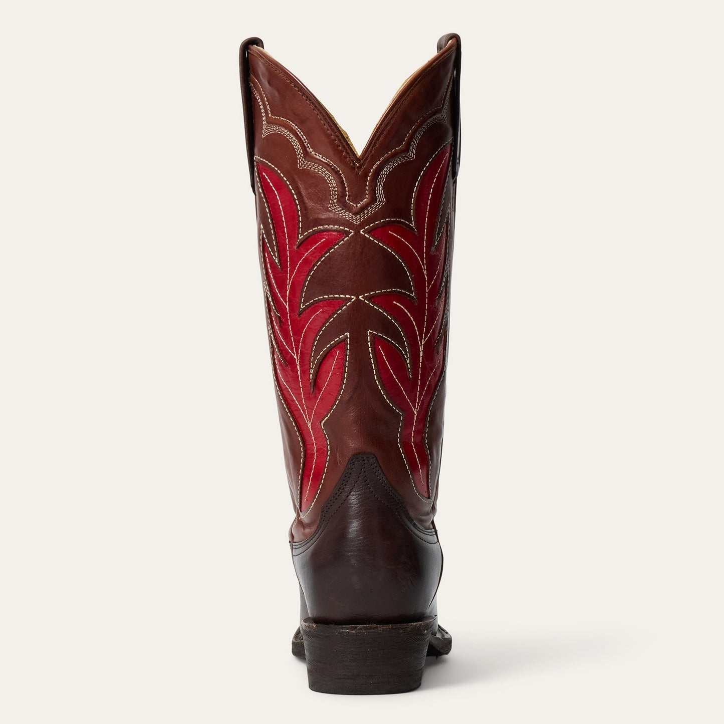 Women's Stetson Erin Leather Boots brown handcrafted snip toe with embroidered shaft and stacked heel