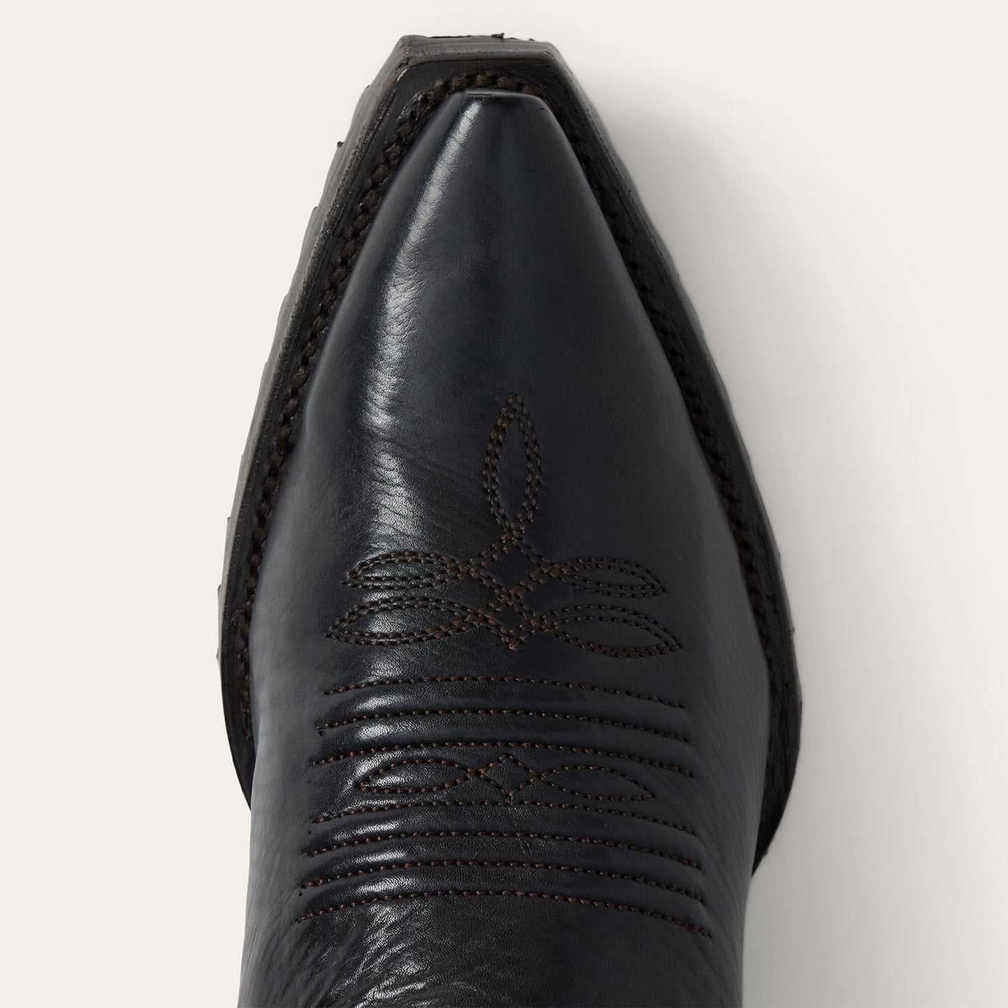 Women's Stetson Frankie Leather Boots black handcrafted snip toe with unique embroidery and stacked heel