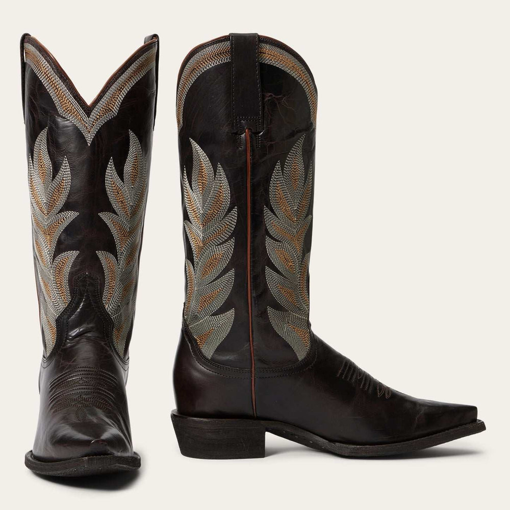 Women's Stetson Calista Leather Boots Snip Toe Handcrafted Brown