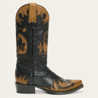 Women's Stetson Faye Leather Boots black handcrafted with wing tip heel and 13" shaft