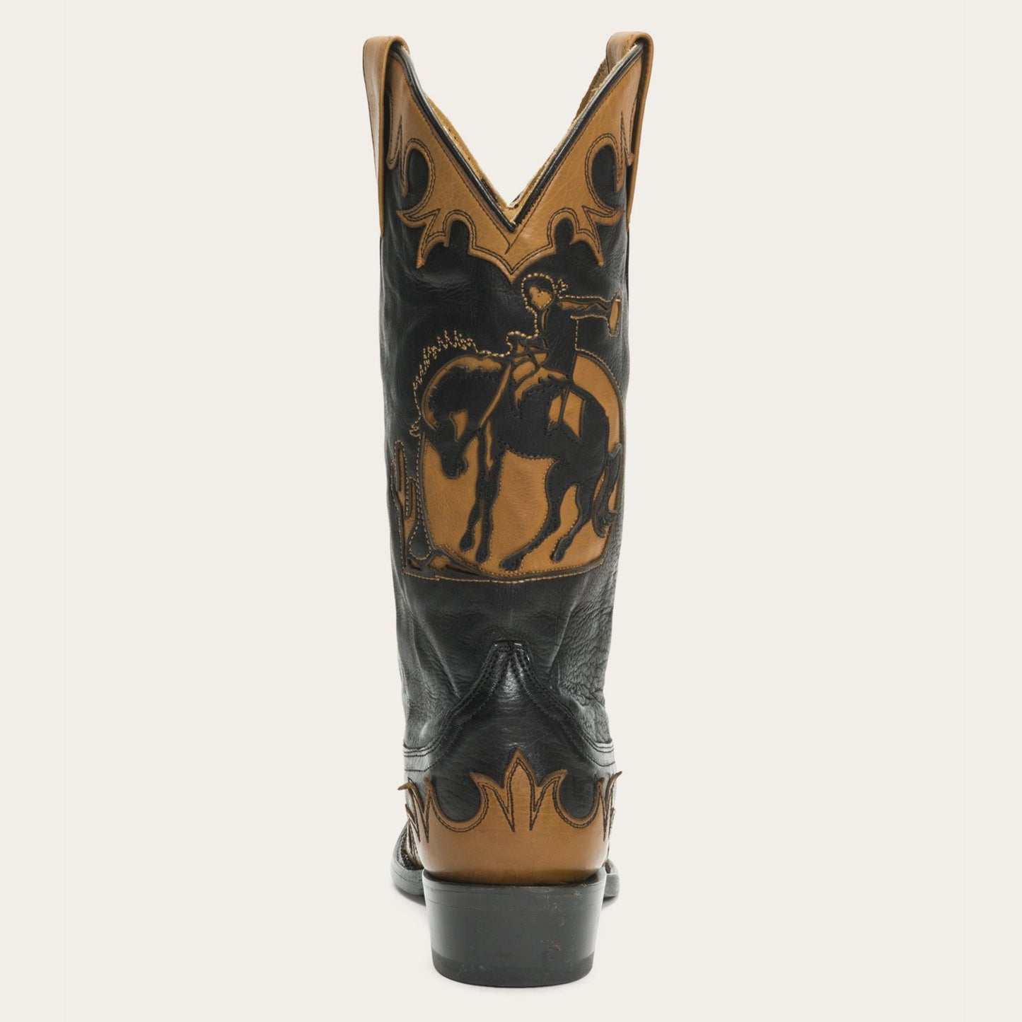Women's Stetson Faye black leather handcrafted boots with 13" shaft and wing tip heel
