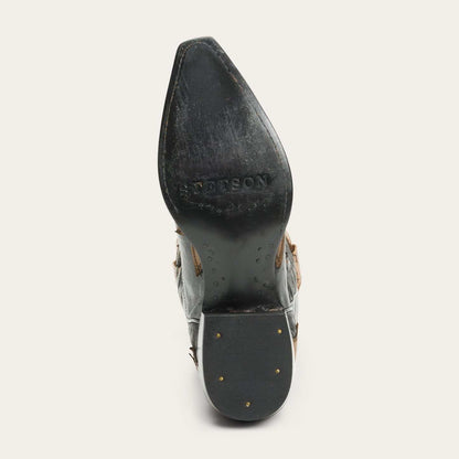 Women's Stetson Faye Leather Boots black handcrafted wingtip heel American heritage