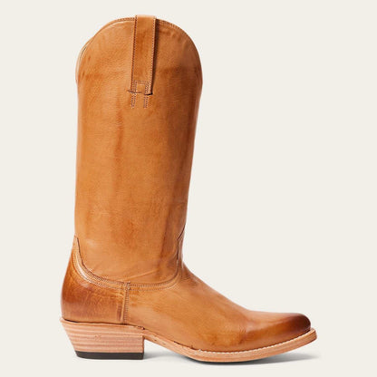 Women's Stetson Emory Leather Boots tan handcrafted cowboy boots with 13" shaft and antique finish