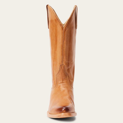 Women's Stetson Emory Leather Boots tan handcrafted cowboy boots with 13-inch shaft and leather sole