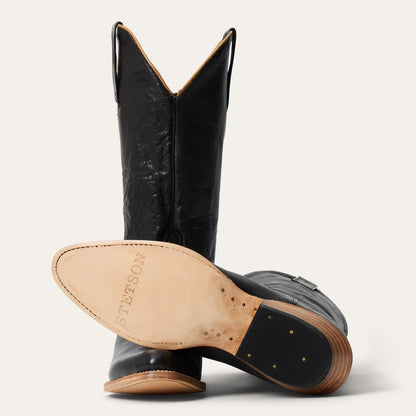 Women's Stetson Darby Leather Boots Handcrafted Black