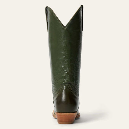 Women's Stetson Darby Leather Boots green handcrafted cowboy boots with 13" shaft and antique finish