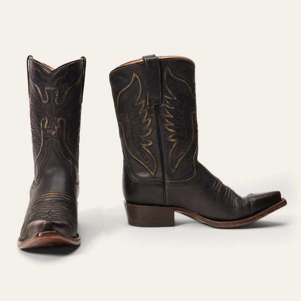 Damen Stetson Tate Lederstiefel Handgefertigt Schwarz