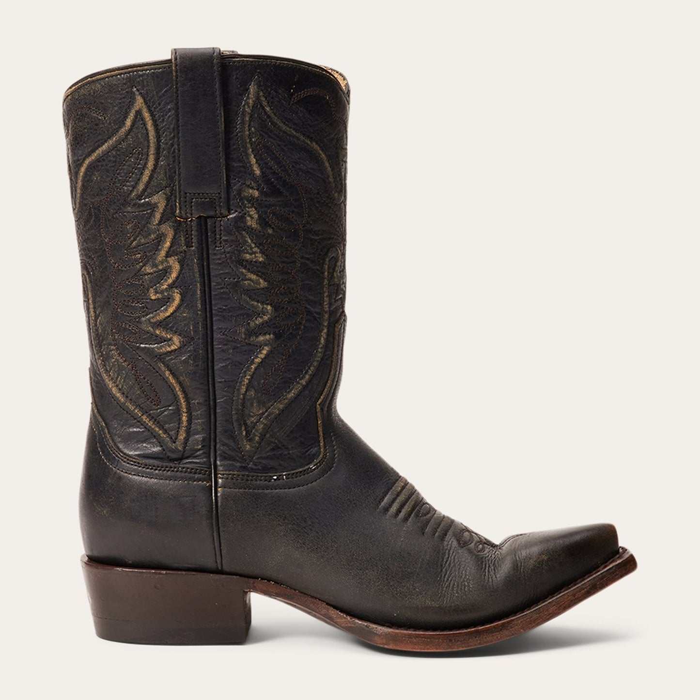 Women's Stetson Tate Leather Boots in black with eagle design and 10-inch shaft