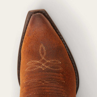 Women's Stetson Parker Suede Boots handcrafted brown with unique embroidery and stacked heel