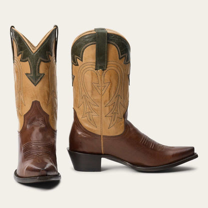 Women's Stetson Millie Leather Boots Handcrafted Snip Toe Brown