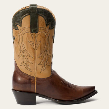 Women's Stetson Millie Leather Boots Handcrafted Snip Toe Brown
