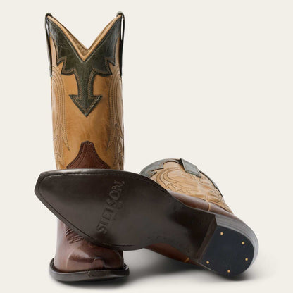 Women's Stetson Millie Leather Boots Handcrafted Snip Toe Brown
